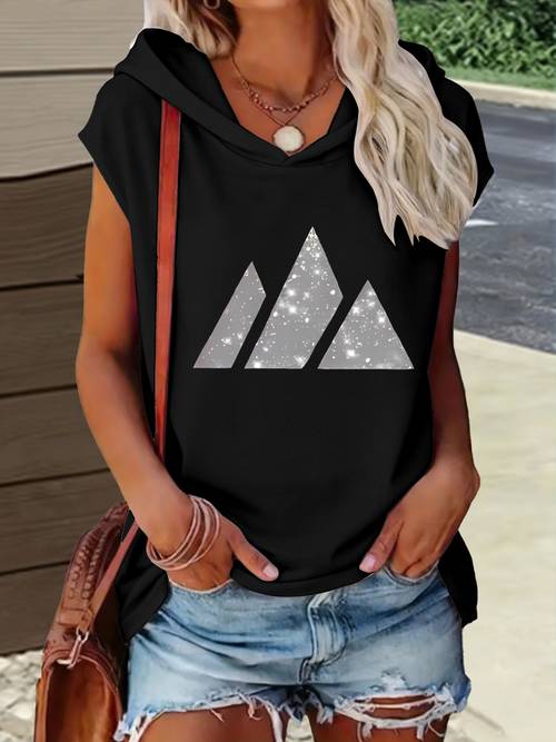 1 stück kapuzenmode dreiecksmuster verziertes lässiges -design sommer neuer y2k-stil damen sportanzug elegantes trendiges bequemes t-shirt oberteil