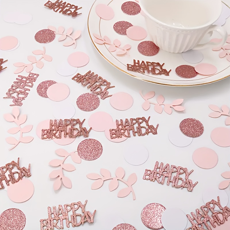 TEMU d'anniversaire 110 rose doré rose - décoratifs de table à paillettes rose et feuille de sauge rose doré " Anniversaire", convient pour les