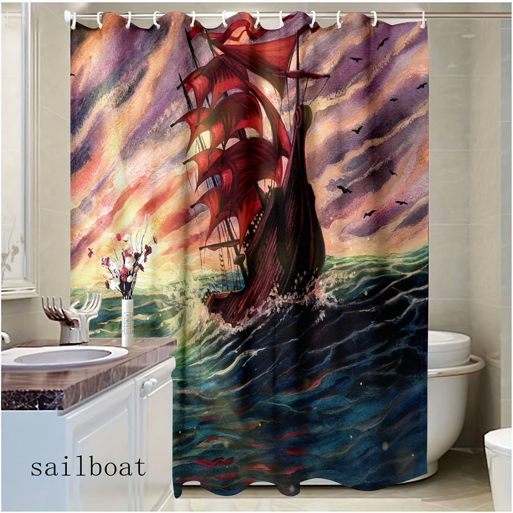 Fangkun Duschvorhang Mit Löwenkopf-Muster – 183x183 Cm, Polyester, Inkl. 12 Haken