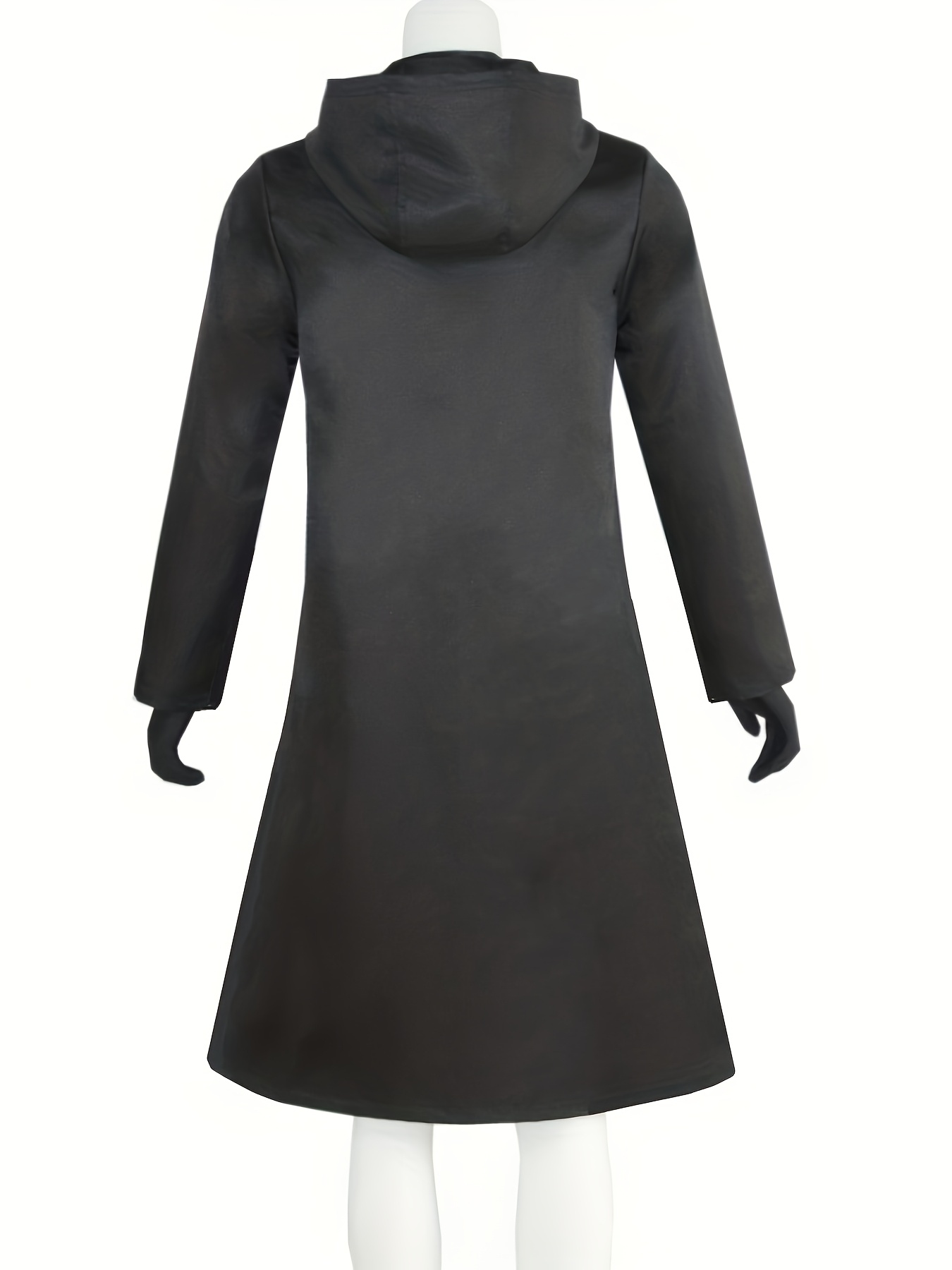 Black Long Robe with Hood - Perfect for Cosplay, Movie NPC Role Playing, and Party Events, Stretchy Polyester Fabric, Loose Fit Costume Cloak for Men, Cosplay Attire | Hooded Robe | Stretchy Fabri