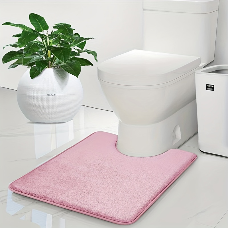 TEMU 1pc U-shaped Toilet Seat Cover, Non-slip Bath Mat, Soft Absorbent Foot Pad, Shower Rug, Bathroom Accessories & Essentials