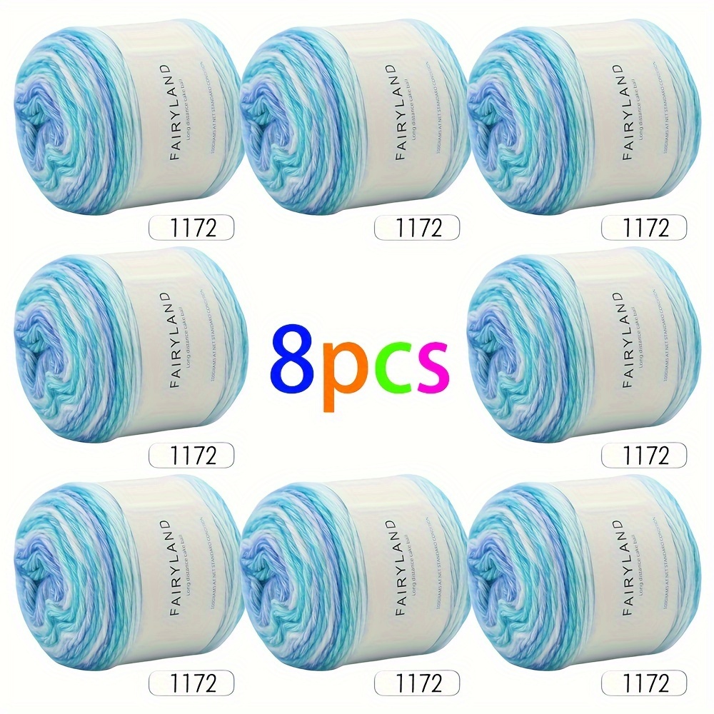 TEMU Lot de 8 fils de coton colorés, 60,00 % coton, 30,00 % acrylique, 10,00 % laine, pour pull et écharpe à tricoter au bâton, à l'aiguille et au