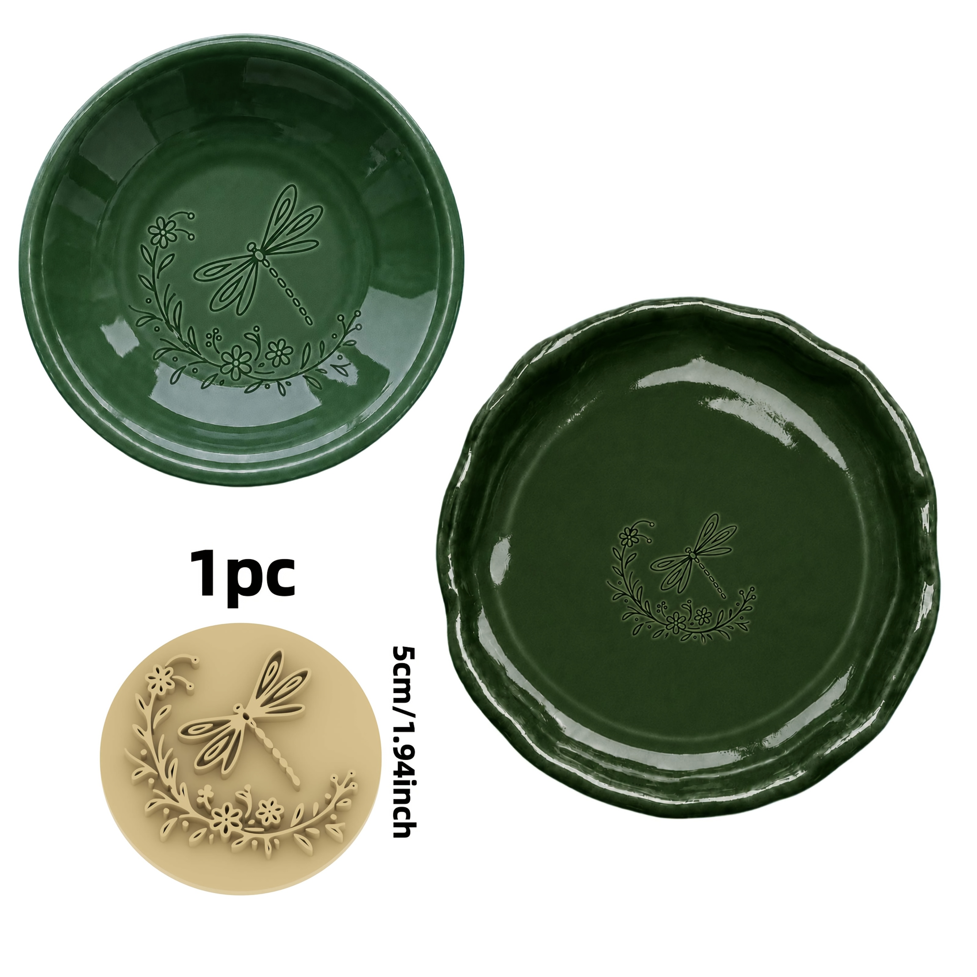 TEMU 1pc Dragonfly Floral Vine Texture Embossing Polymer Clay Texture Stamp - Dragonfly Floral Vine Texture Embossing Tool, Suitable For Cup Mats,