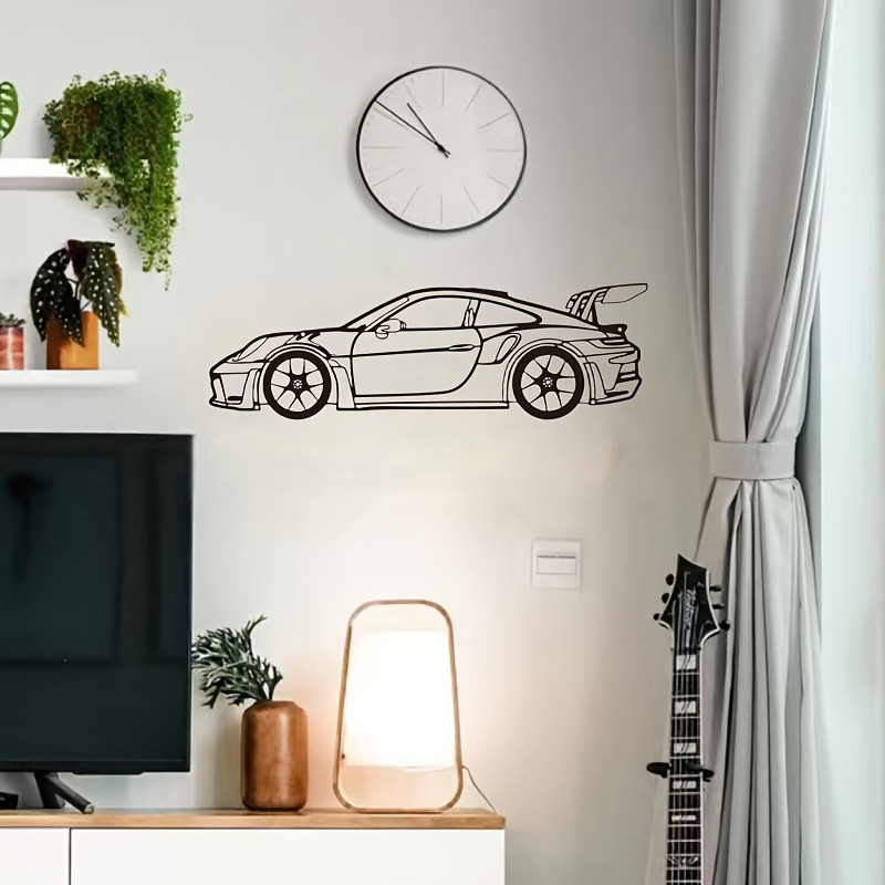 

Contemporary Metal Wall Art Decor - 911 Sports Car Silhouette For Automobile Enthusiasts, Creative Iron , Home Decoration Hanging