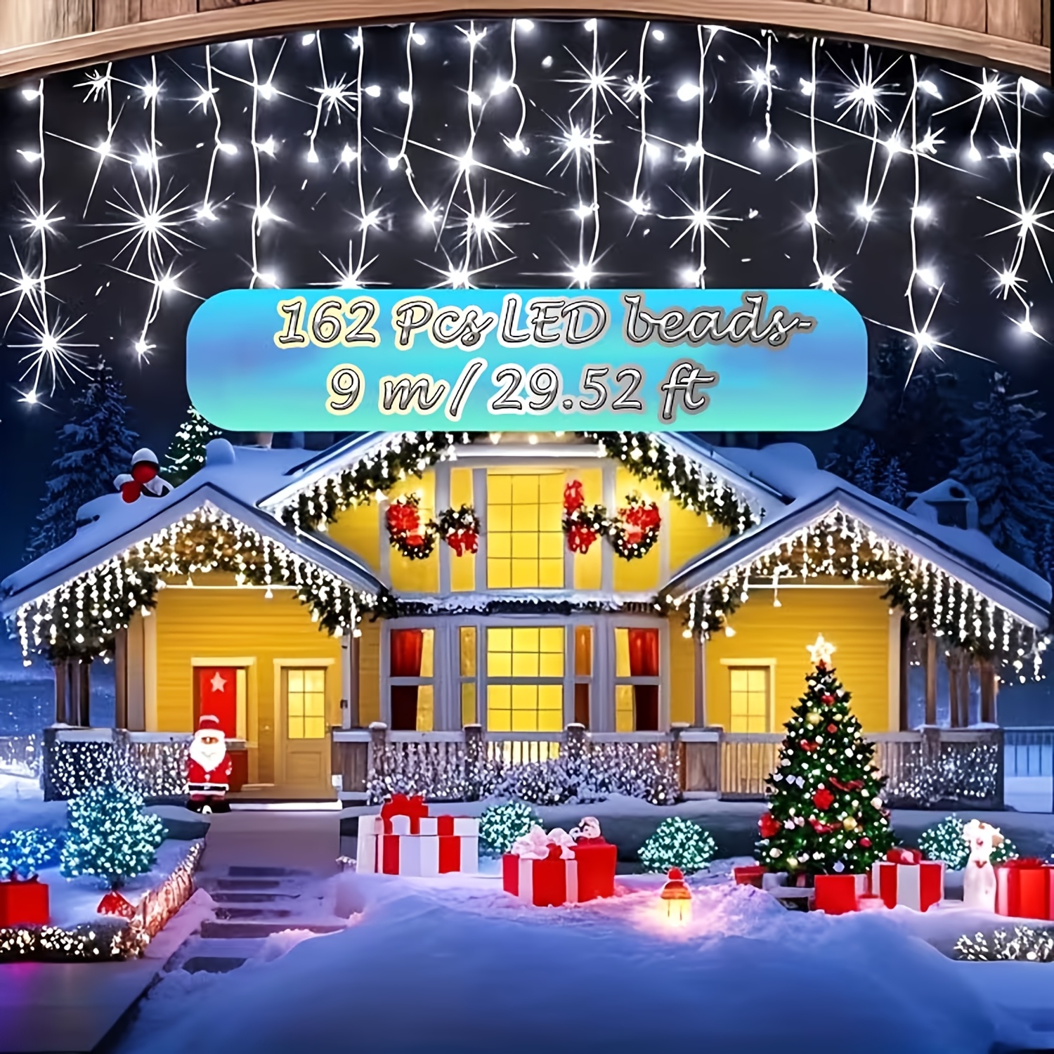 TEMU Guirlandes Lumineuses Intelligentes de Glace à Énergie Solaire, 228/162/96 LED Guirlandes Lumineuses de Noël, Interrupteur Intelligent, 8 de