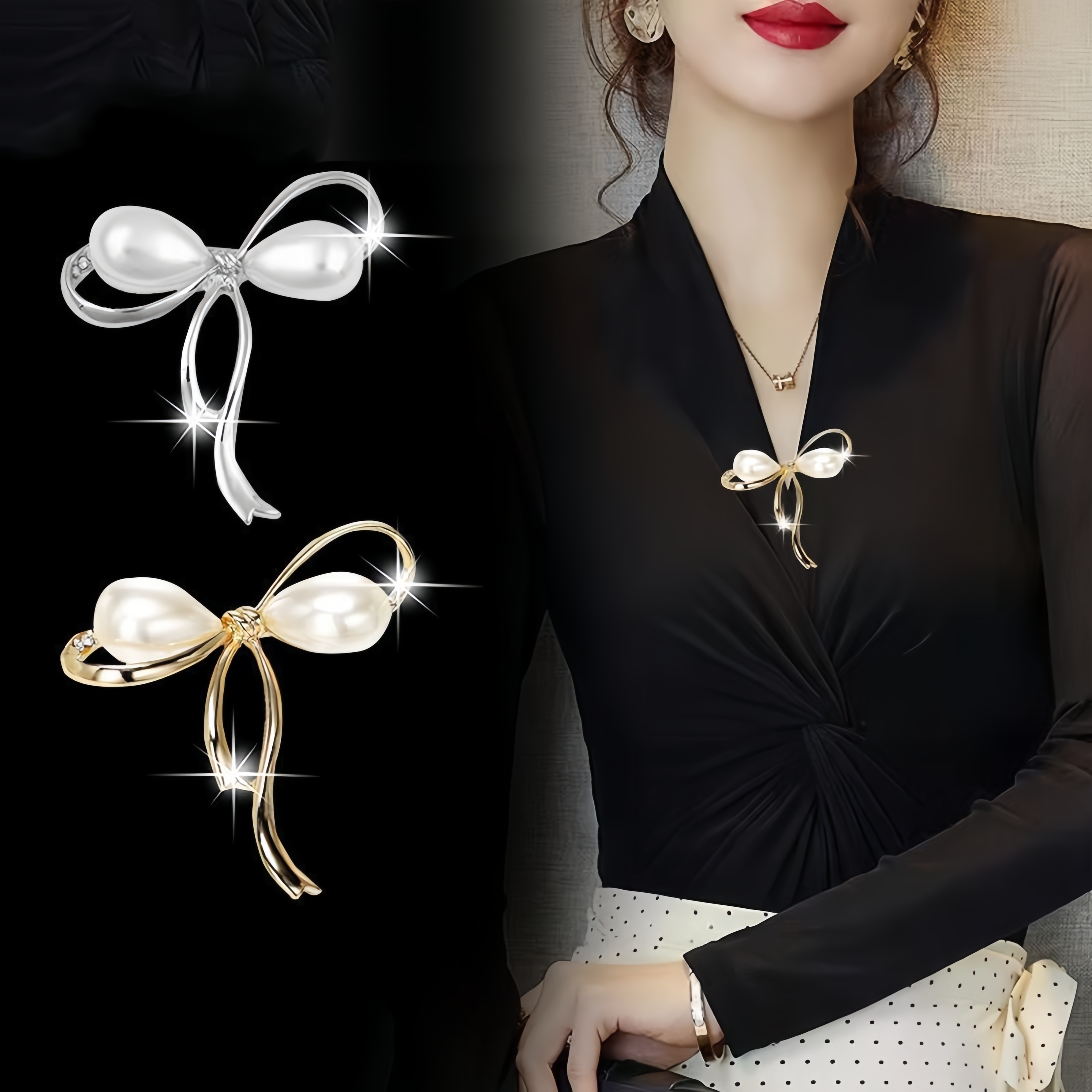 

1pc Bow Brooch Pin, Accessory For Scarves, Sweaters, , That Can , Fashionable, And Accessory, Pin