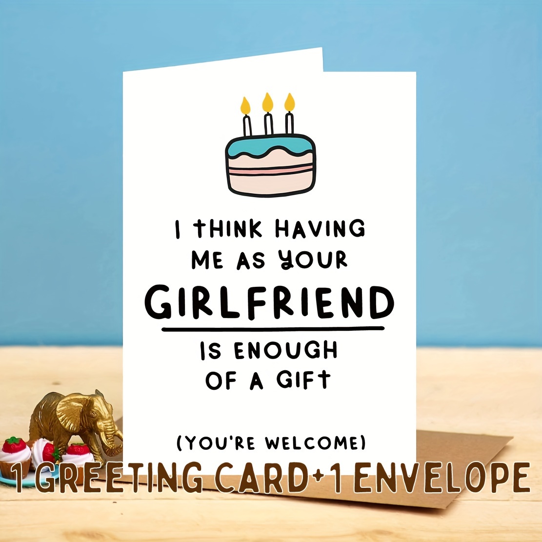 1/5 Set, Gift - Funny Birthday Card For A Boyfriend Or Girlfriend Including Envelope