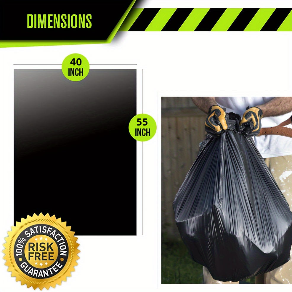 65 gallon plus thickened heavy duty garbage bag tear resistant high quality 25 50 100 150 pack black garbage bag suitable for yard garbage storage garbage disposal outdoor camping garbage collection details 2