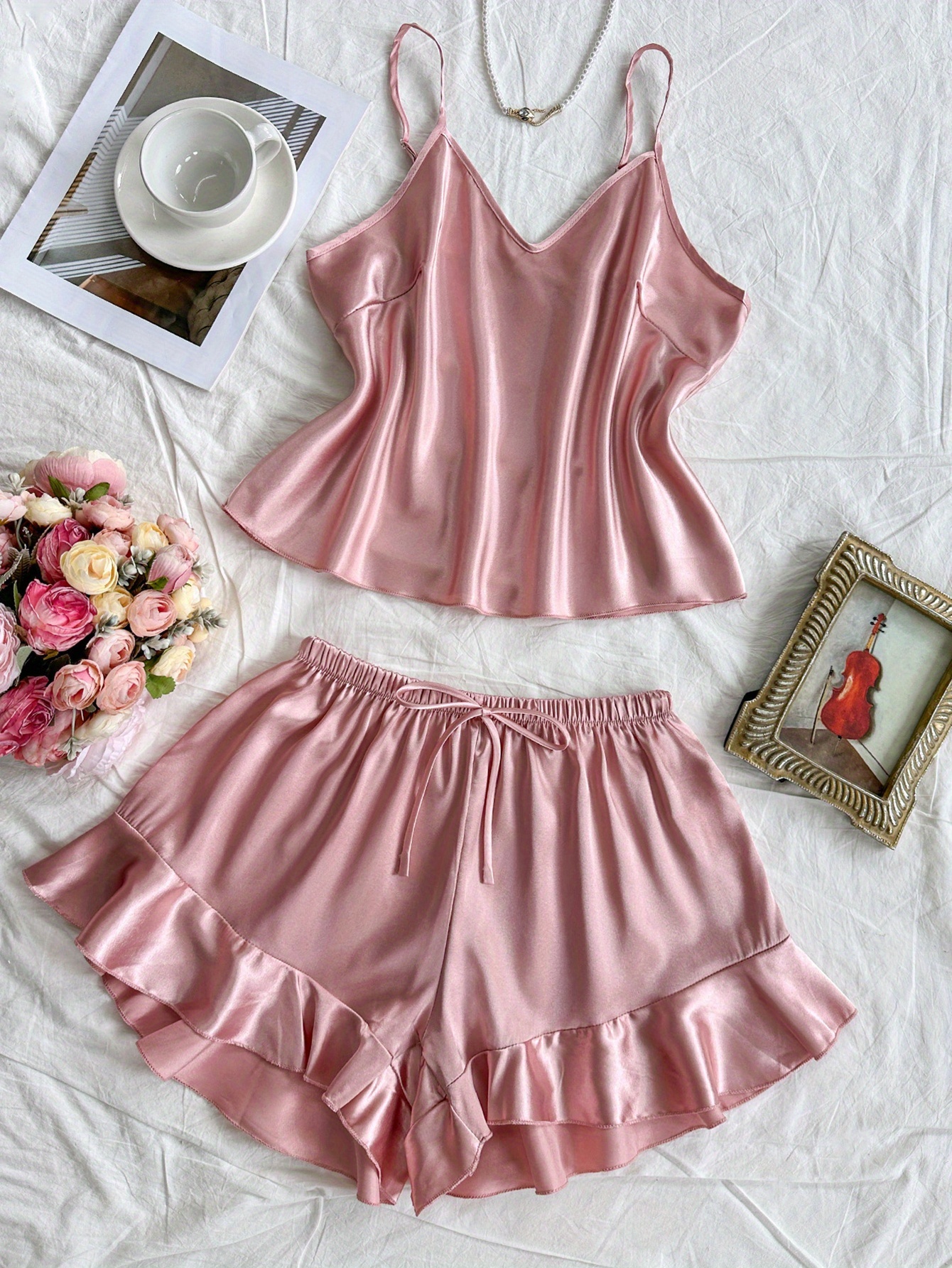 conjunto pijama cuello moda jóvenes color Temu Peru