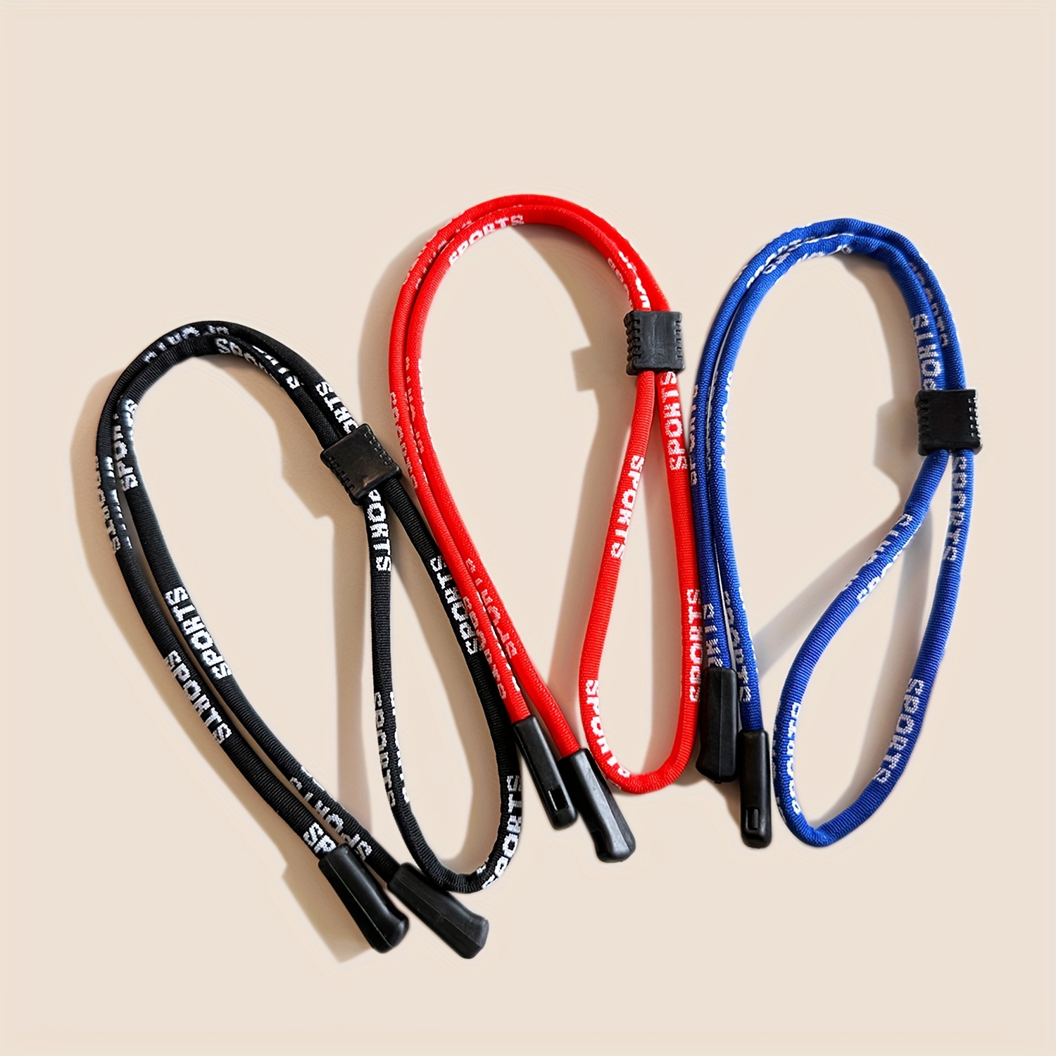 E-shop 3-Farben-Set Outdoor-Sport Anti-Verlust Anti-Rutsch Brillenhalter Klassischer Sportbrillenriemen Verstellbares Brillenkabel