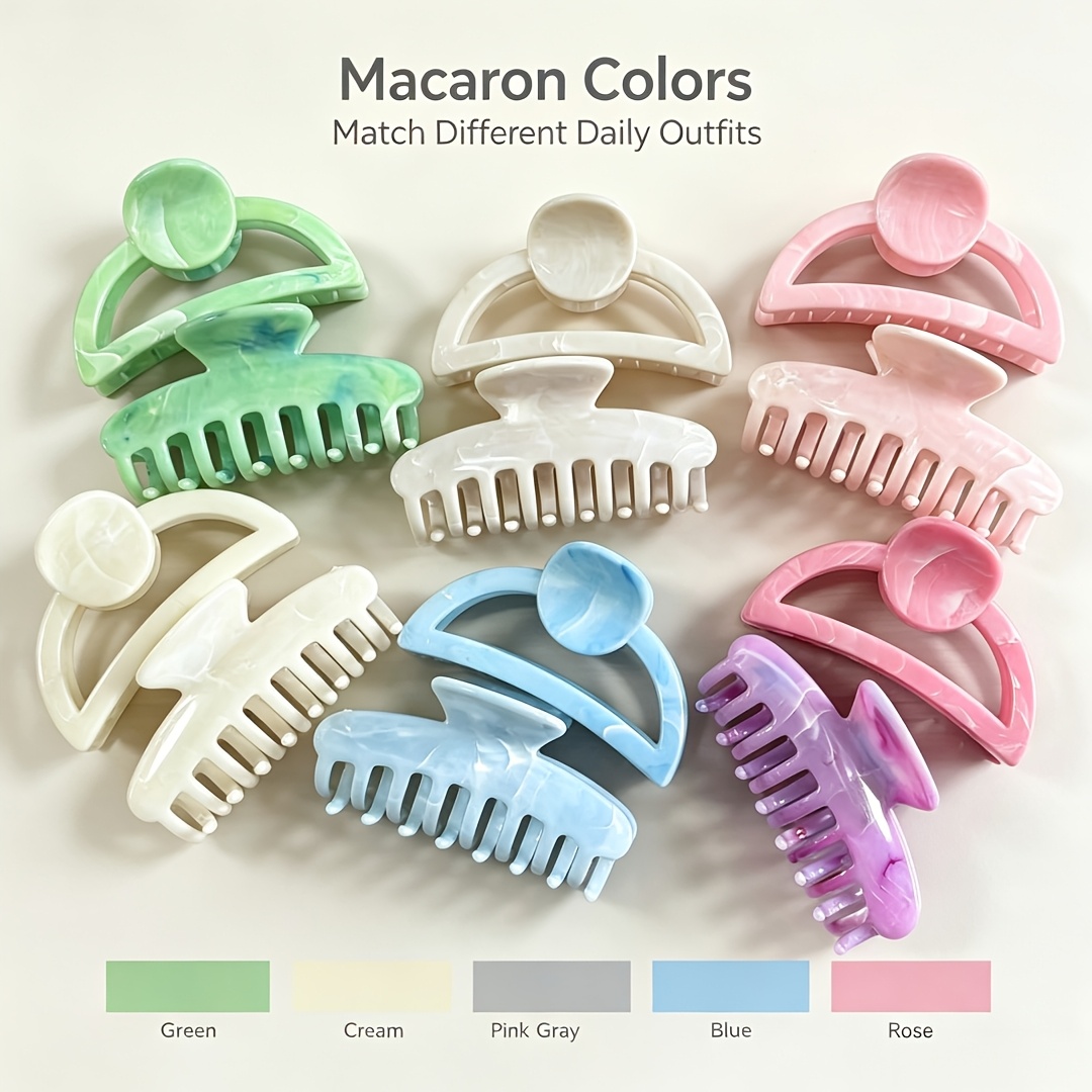 2pcs Textured Flat Dragonbone Hairpin, Medium Half-Round Clip