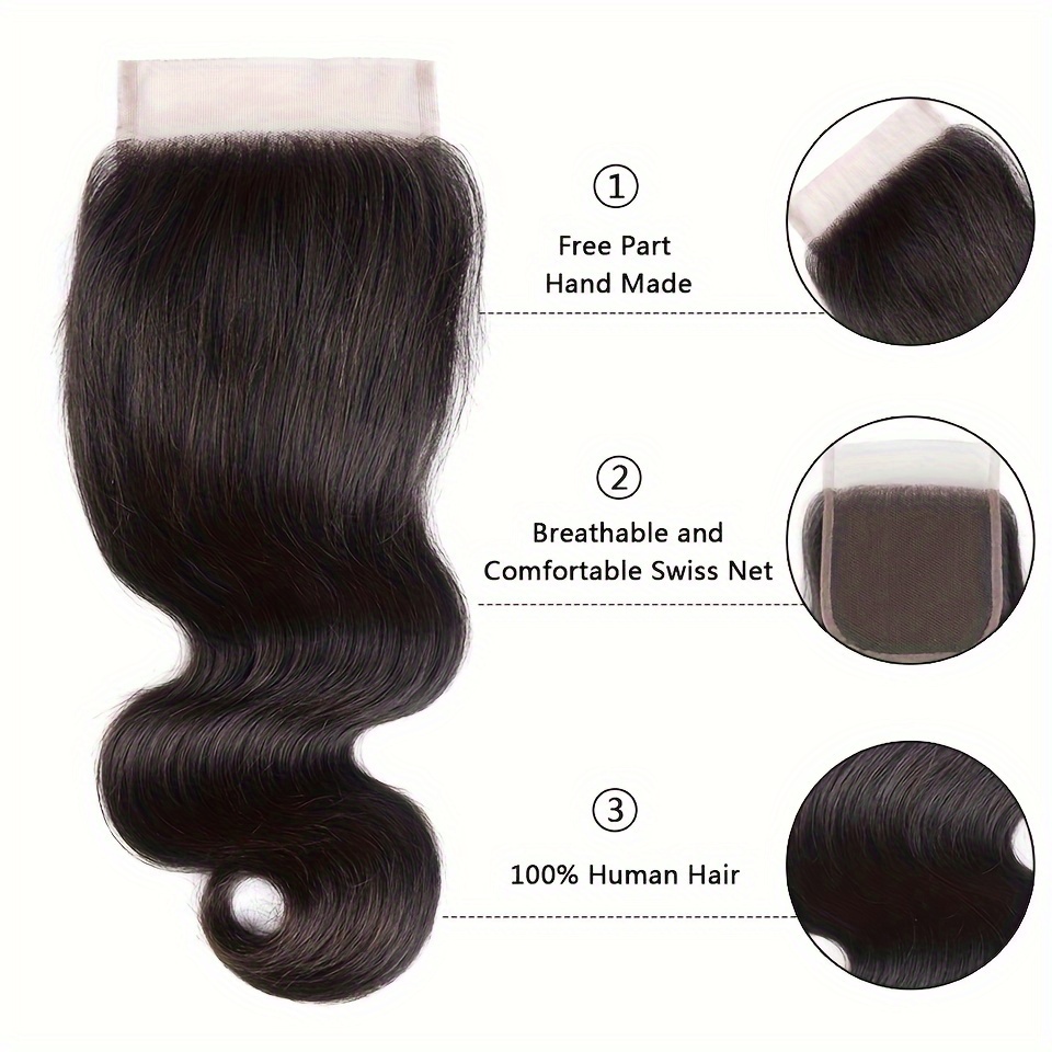 body   bundles with closure 100   brazilian body wave human hair weave with 4x4 free part lace closure   details 5