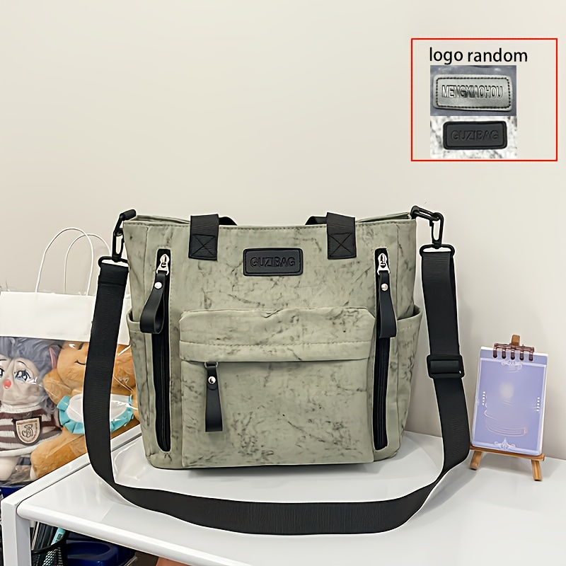Fashionable Women's Marble-Pattern Tote Bag, Versatile Crossbody