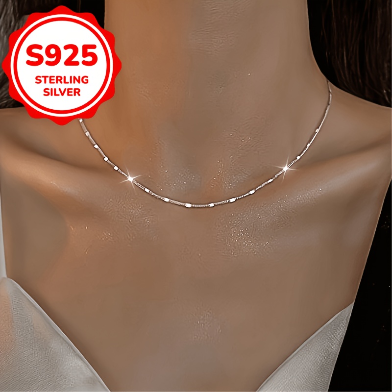 925 Silver Low-Allergy Sequin Necklace, Premium Clavicle Chain