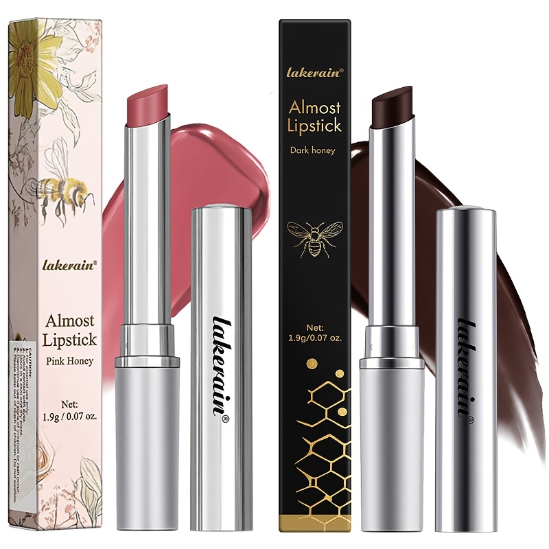 2pcs lakeraik   lipstick set moisturizing tinted lip balm hydrating sheer   gloss   plant based squalane for   types adult   honey shades