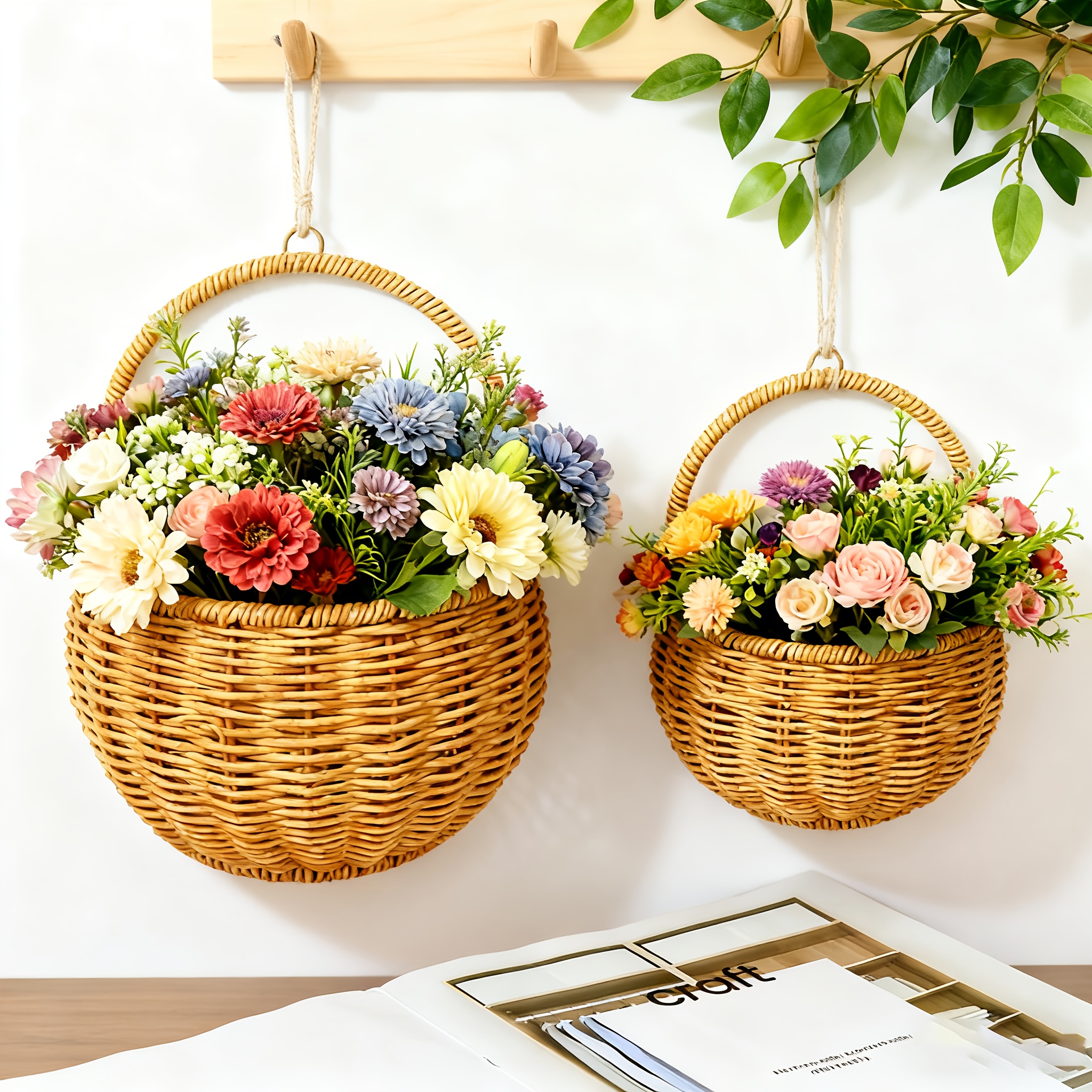 Kleiner und Niedlicher Wandkorb für Blumen, Kleine Aufbewahrungskörbe zur Wanddekoration, Küchenhängerkorb, Raffiniertes und Vielseitiges Regalkorbsystem