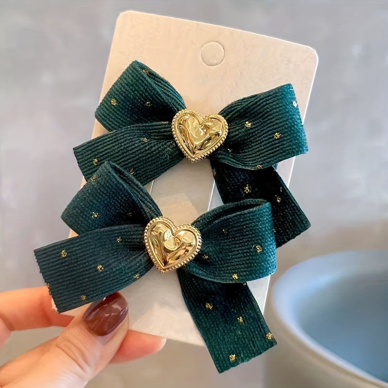 TEMU 2 pinzas para el cabello con , elegantes pinzas retro doradas con forma de navideño, pinza lateral con , pinza para el cabello roto, pinza para