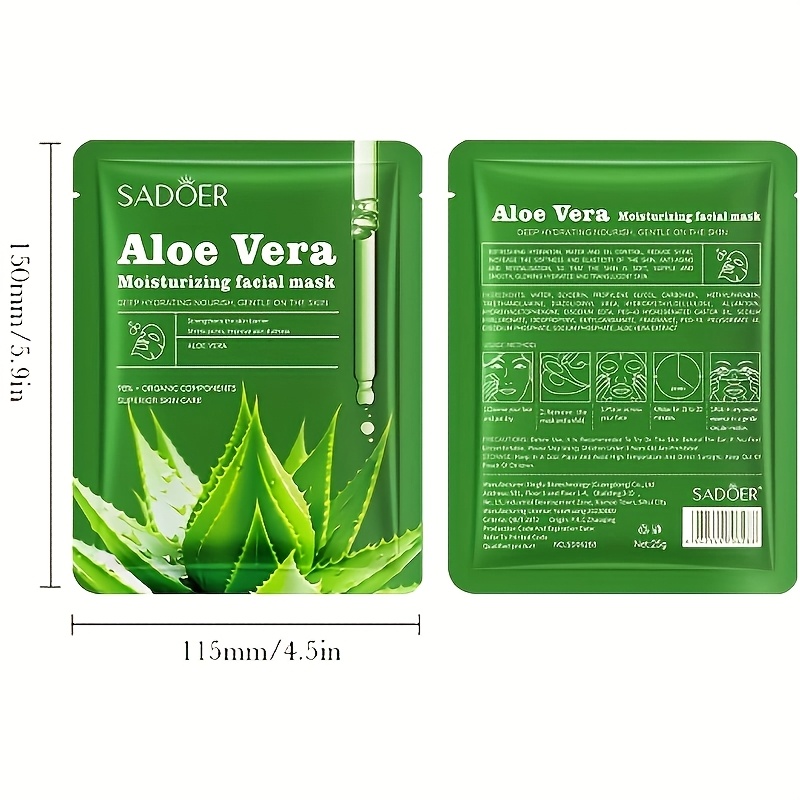 3-6pcs Unisex Adult Aloe Vera Facial Masks - Moisturizing Face Sheets with Glycerin, Nicotinamide & Trehalose - Alcohol-Free, Fragrance-Free, All Light Beige Types - Hydrating Home & Travel Skincare Set