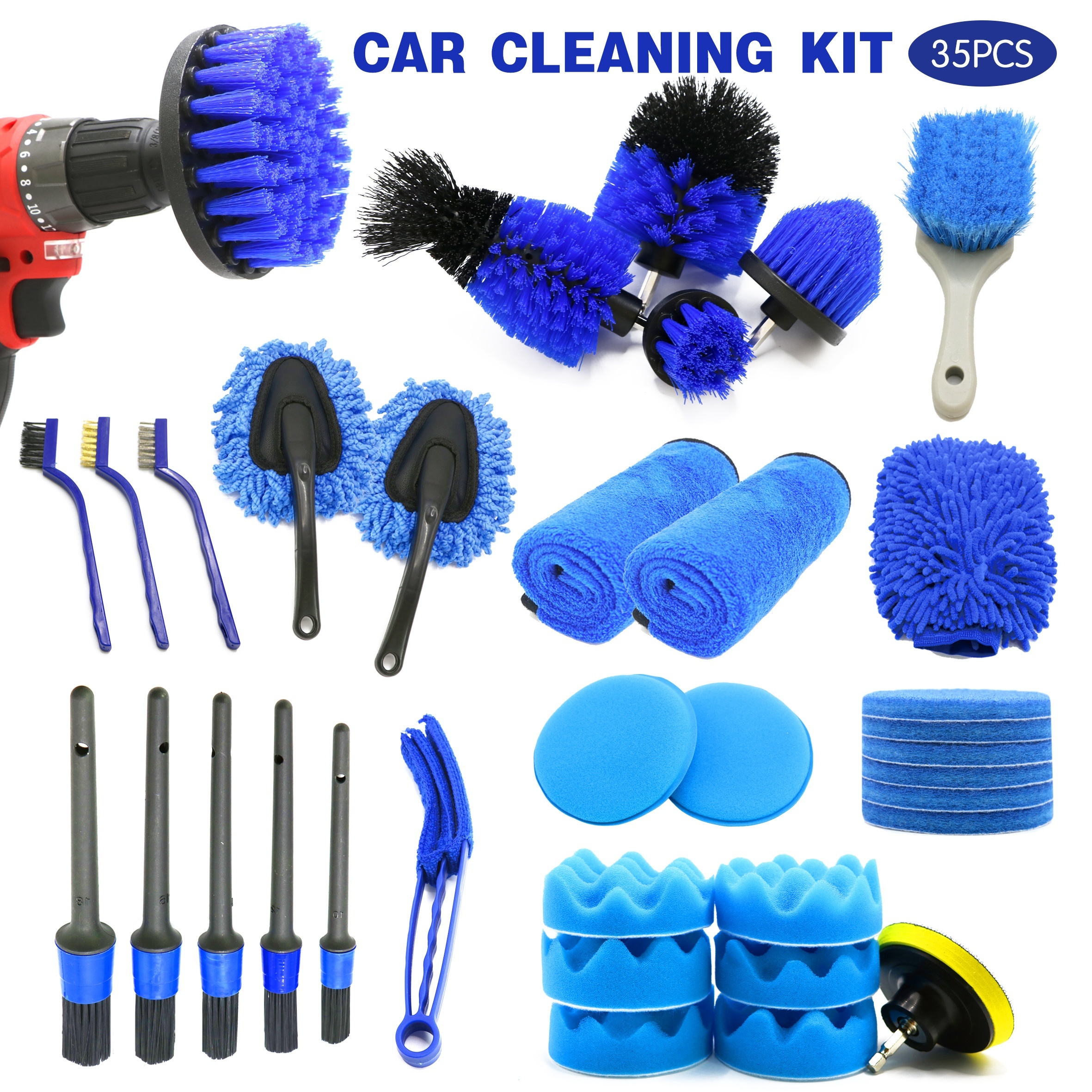 

Mianyingr 35pcs Cleaning Brush Set, Plastic Material, Car Cleaning Set With Wheel Brush, Interior Cleaning Brush, Professional Car Washing Tools