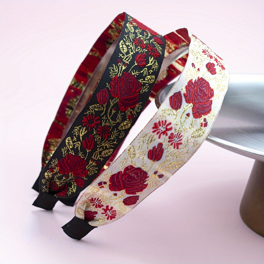 

Gothic Blood Red Rose Headband: Vintage, Punk-inspired, Floral Design, Single Piece, Ameliorated Fabric, Suitable For Cosplay And Festive Occasions
