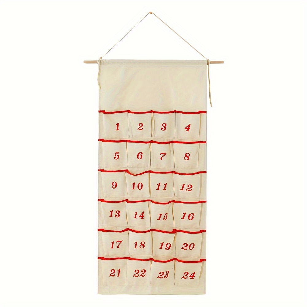TEMU Calendrier de l'Avent de Noël à 24 Pochettes - à Accrocher au Mur pour Décoration de Fête, Esthétique de Chambre & Charme de