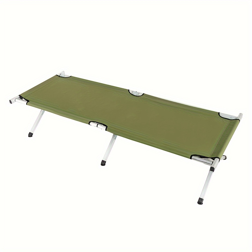 

75in Army Green Outdoor Walking Bed, Aluminum Alloy Frame Bed, Rectangular, 125kg
