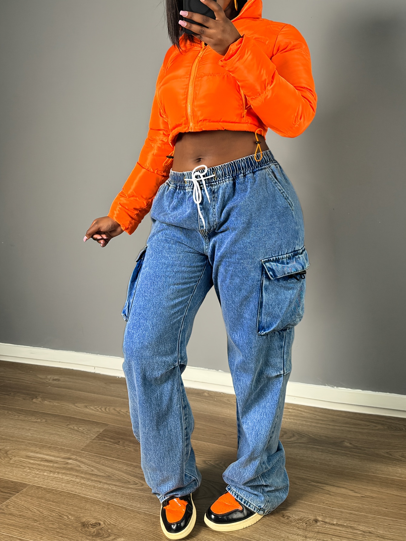 Ynocfri Pantalones Cargo Holgados Con Cordón Para Mujer
