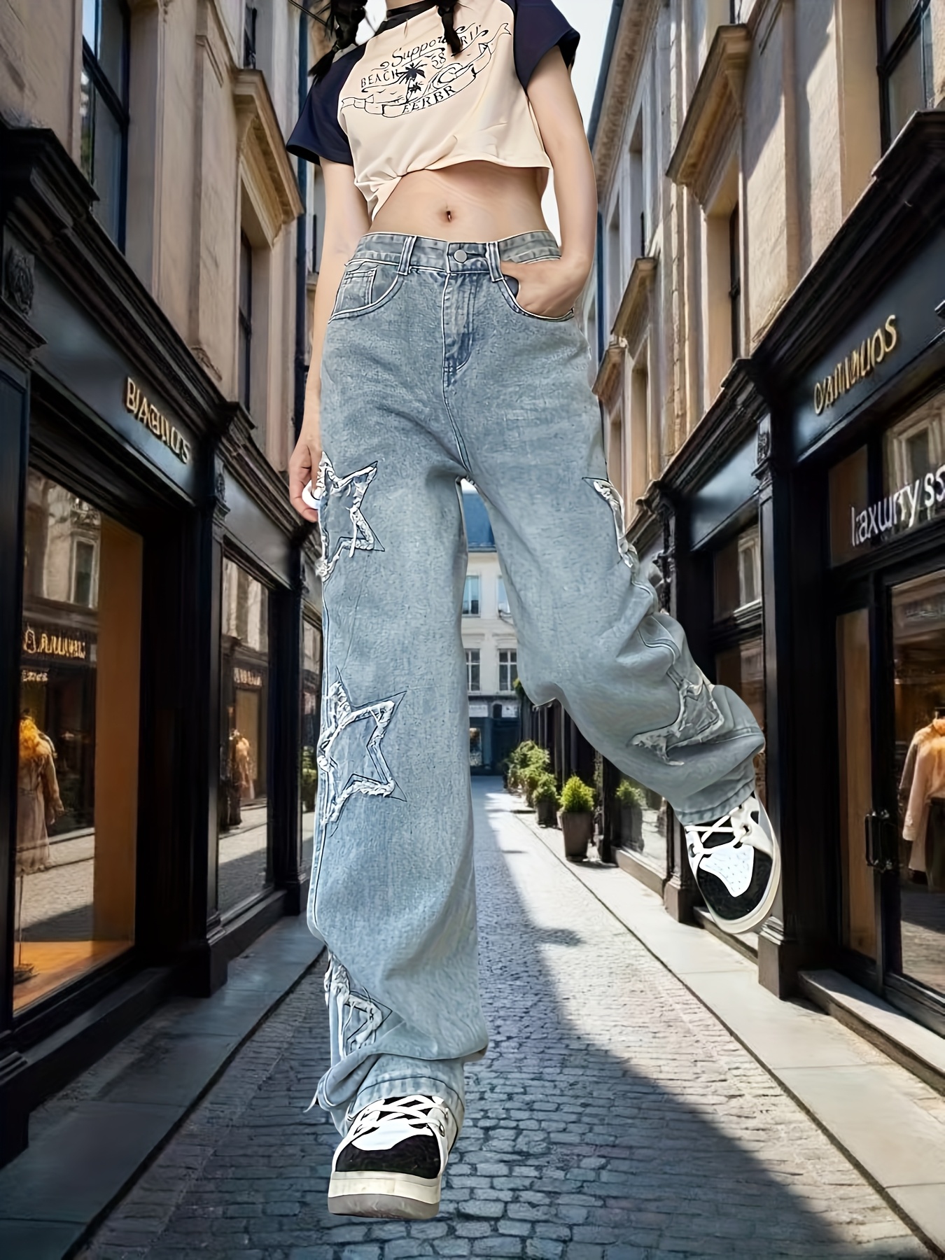 【GRANCY】Docking Buggy Denim Pants buggy jeans sold on Temu United States