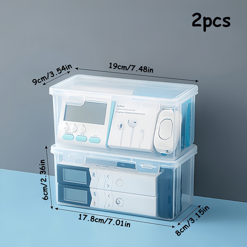 TEMU 2pcs Large Frosted Pp Storage Boxes, With Lids, Portable And Lightweight, For Office And School Supplies, With Pens, Pencils, Markers, Craft