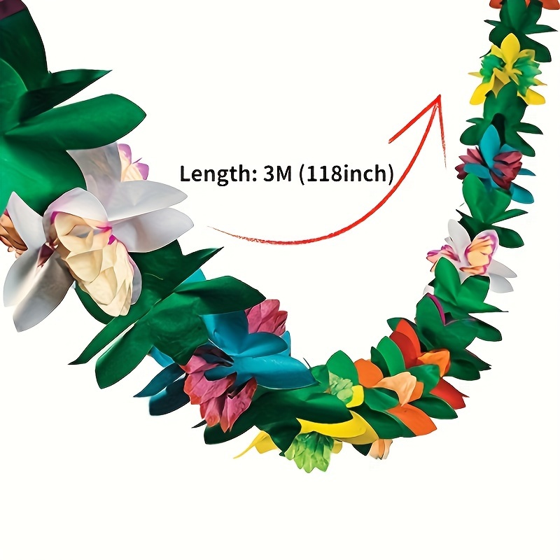 TEMU Tropical Style Paper Garlands, Hawaiian Party Decoration Set - Colorful 3d Artificial Garlands, Party Decorations And Banners, Suitable For