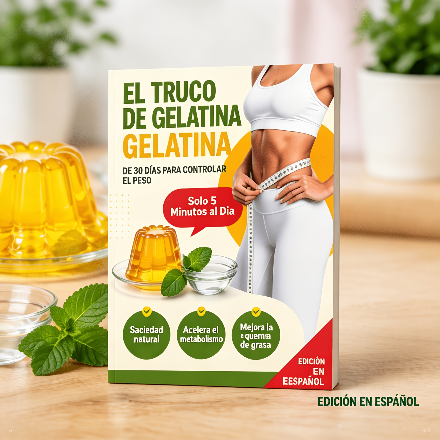 TEMU Edición en español del libro de la gelatina para perder peso, de control de peso de 30 días, diaria de solo , control natural del , aumenta