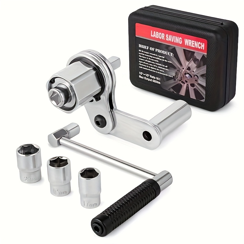 TEMU Momentsleutelset, 1,27 cm aandrijving 1:16 Heavy-Duty velgmoerschroefverwijderaar. Wordt geleverd met 17, 19 en 21 mm dopsleutels, een koffer