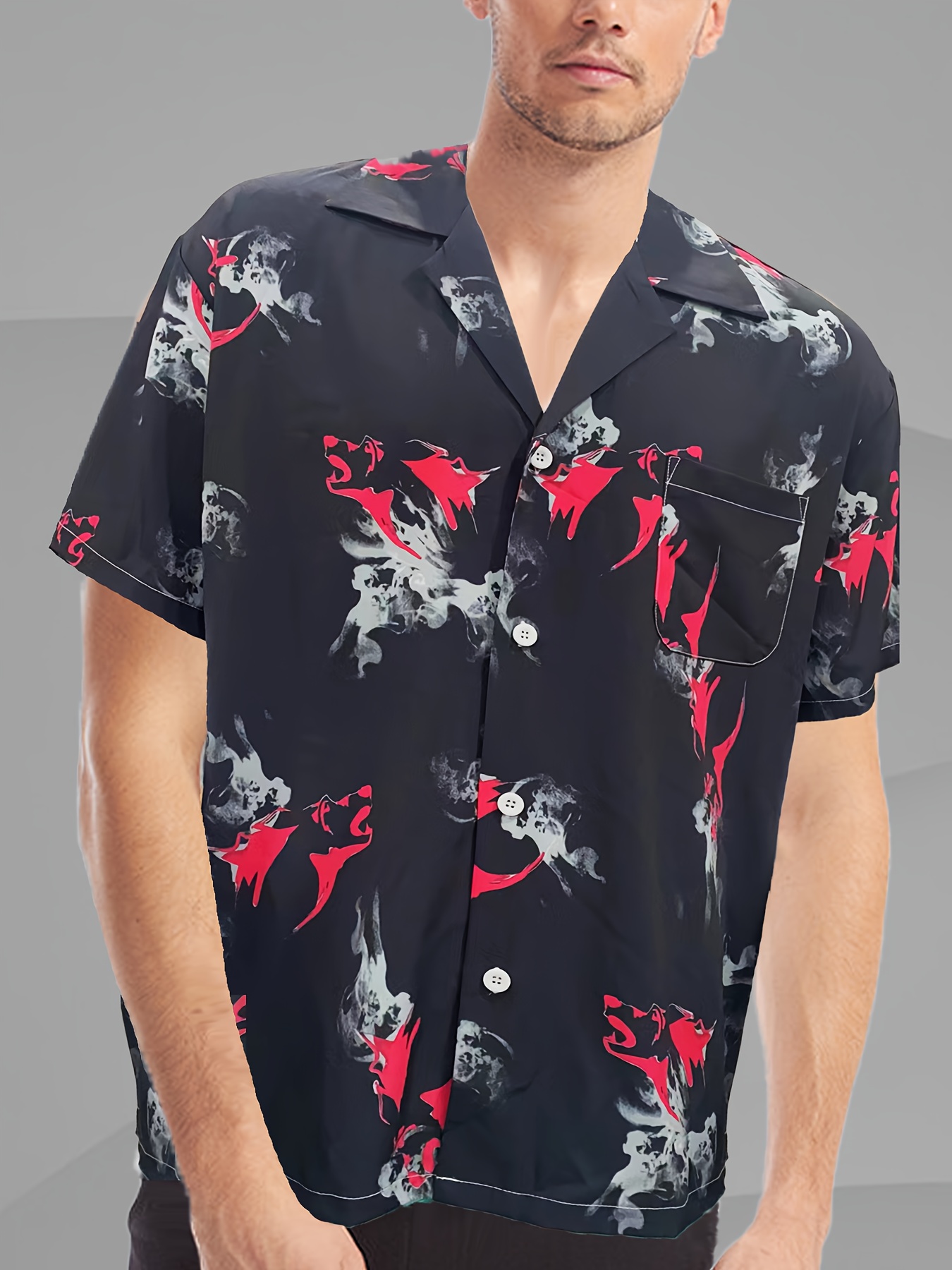 Men's Shirt Top Camp Collar Bowling Shirts Short Sleeve - Temu