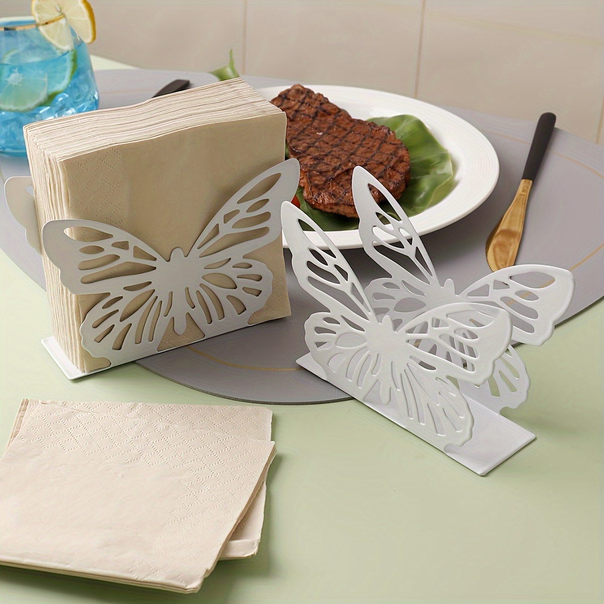 1pc tissue dispenser butterfly shaped design napkin holder metal napkin rack for kitchen countertop dining table table decoration home decoration details 8