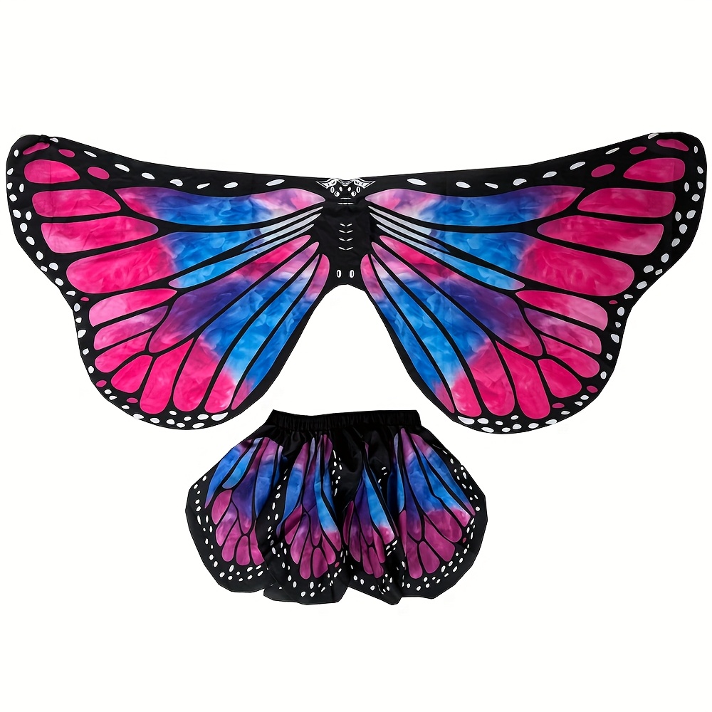 Image of Wing Costume Set Shawl Skirt Boys Girls Dress Up As Fairies Halloween Parties Evening Gowns Birthday Gifts Insect Dance Cosplay Clothing