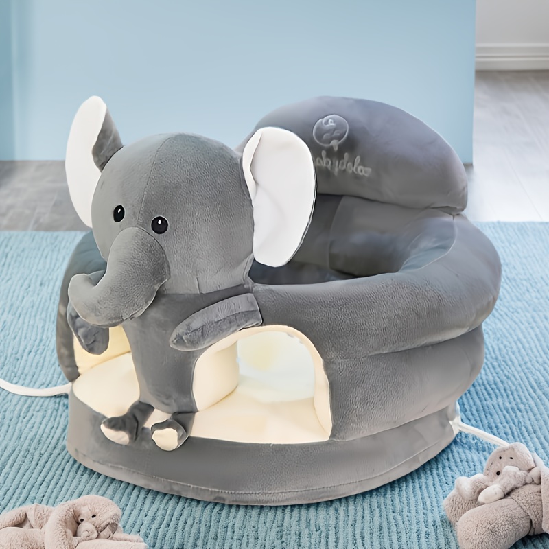 1pc   baby sitting chair plush toddler nest support seat comfortable pvc puff chair for learning to sit feeding washable cute animal design multiple colors details 3