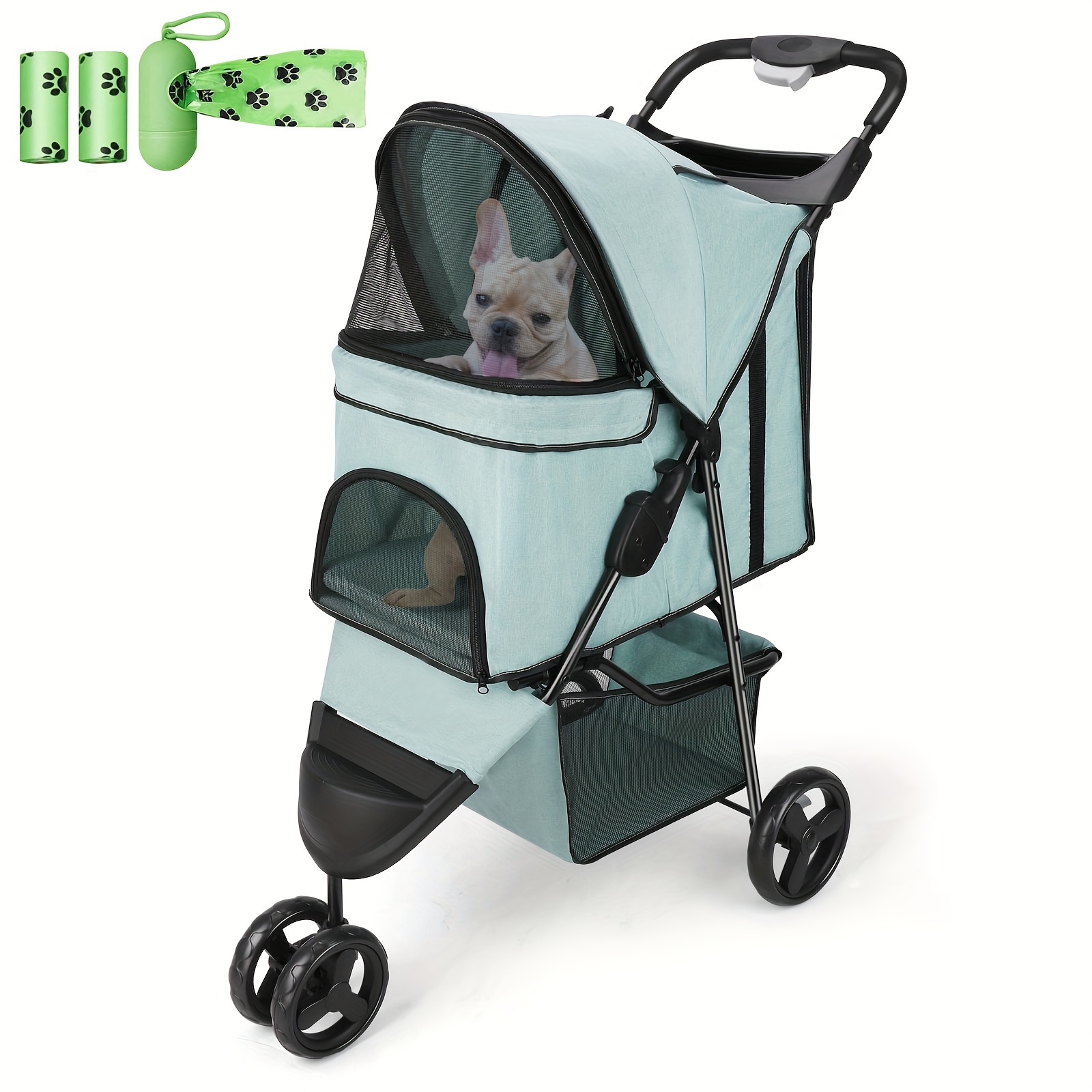 

Wedyvko Dog Stroller, Pet Stroller For Small Dogs Cats, Up To 33 Lbs With Storage Basket & Cup Holder