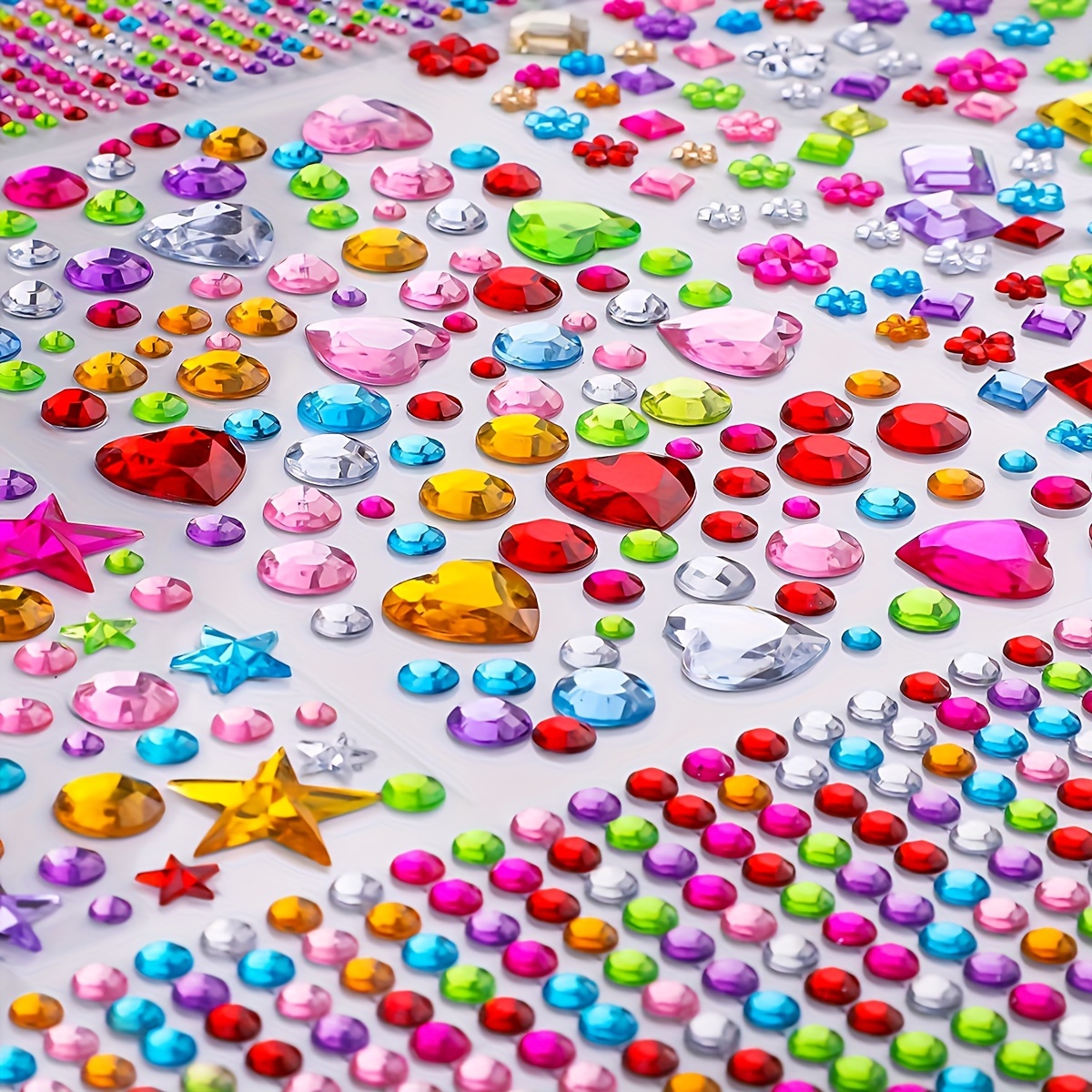 

1510pcs Rhinestone Stickers, Acrylic, Matte Finish, Reusable, Geometric Pattern, Crystal Accents, Diy Crafts, Cosmetics, Eyes, Nails, Multi-color, Bright Pink, Yellow, Red