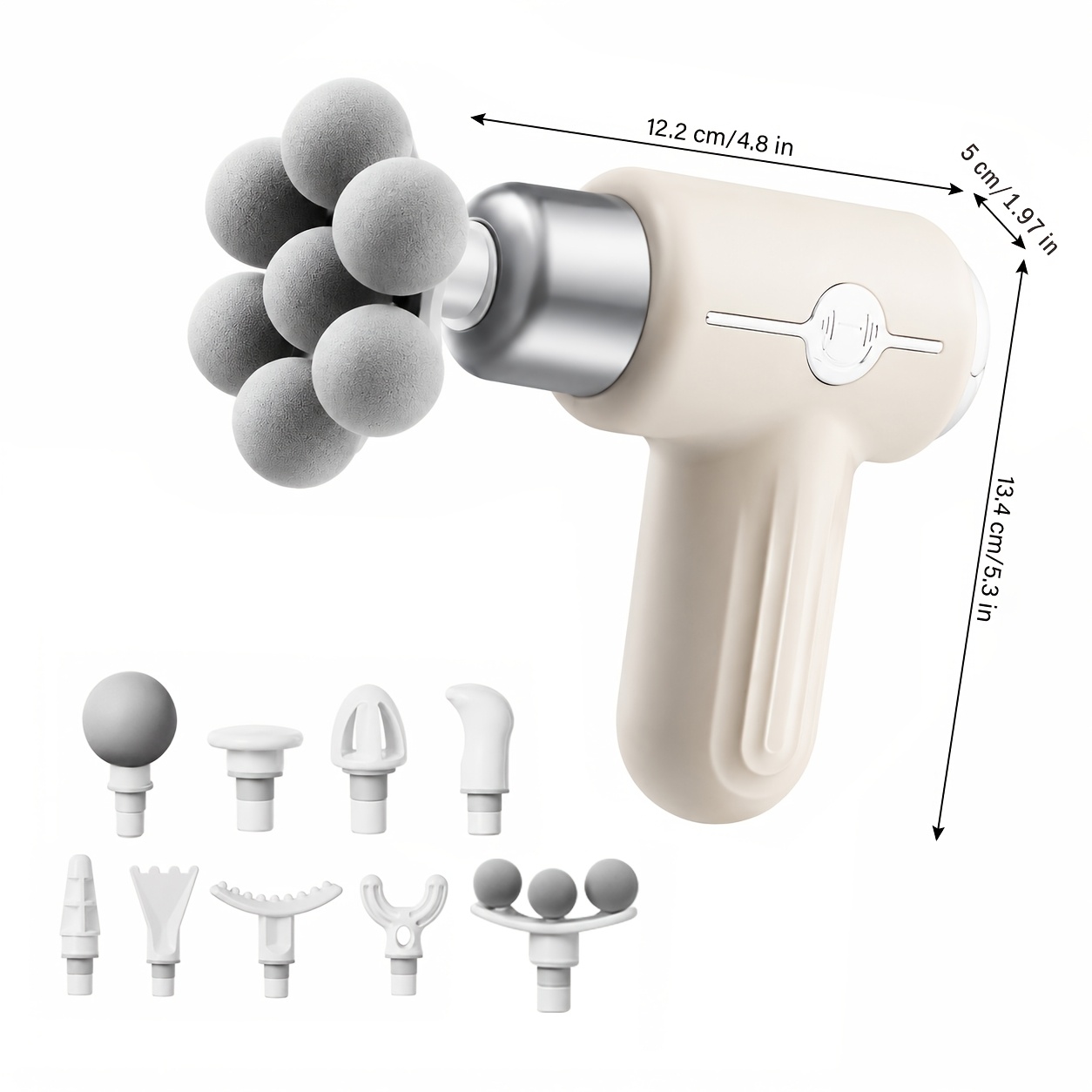 7-Head Rechargeable Massager Gun/10 Interchangeable Heads & USB/Quiet Portable Muscle Massager/Full Body, Ergonomic Back Massager/Travel, Gym, Athletes/Ideal Gift for Muscle