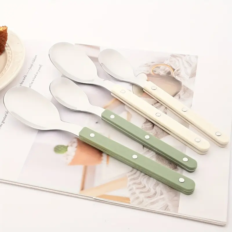 4 16 24pcs acrylic handle tableware set stainless steel tableware dinner knife coffee spoon tableware set suitable for parties weddings festivals restaurants hotels gifts Product details 4