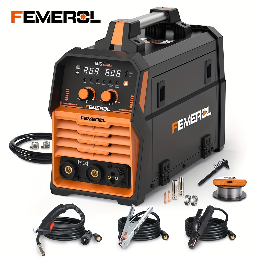 

135a - Mig, Tig, Stick Arc Welding With Igbt Inverter, Hot Start, 110v-130v, Portable Design With Digital Display & Adjustable Welding Angle - Complete With Accessories Kit, , Portable Welder