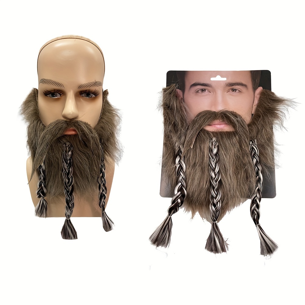 

Holiday Dance Performance Dress Up Simulated Beard, Men's Tanned Beard With Braided Beard, Game Party Dress Up, Cos Comedy Performance Mustache, Clothing Accessories