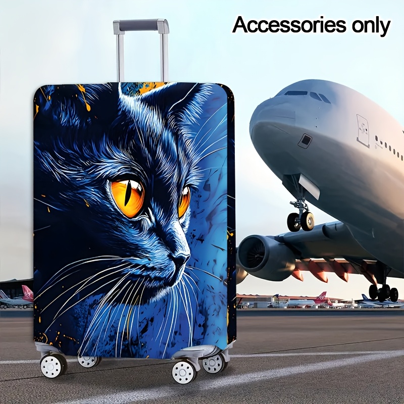 TEMU Travel Essential Black Cat Pattern Luggage Cover, Scratch-resistant Nylon Protective Cover For 45.72-81.28 Cm Luggage, Elastic And Soft Fabric