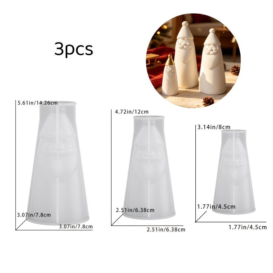 TEMU 3pcs Silike Lufei Resin Silicone Mold Suitable For Christmas Santa Claus Candles & Wax/resin Crafts - /medium/small Santa Shapes, Non- Mold For