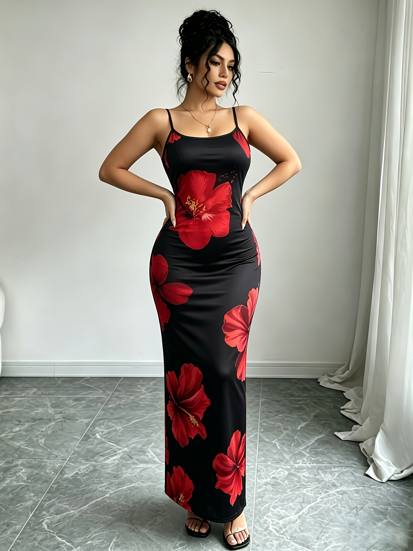Vestido Cami Estampado com Alças Ajustáveis para Mulher 3