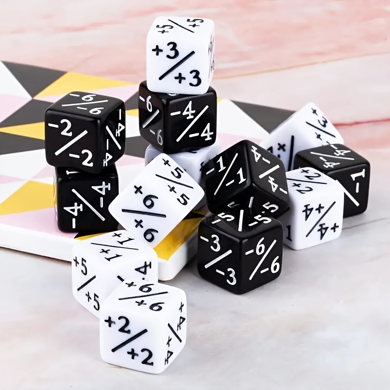 24 Black and White Dice Counting Tokens for Card Games
