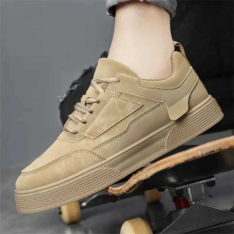 mens fashion solid color lace up low top chunky shoes minimalist style stitching detail round toe lightweight comfortable for outdoor walking and casual wear low top sneakers Product details 3