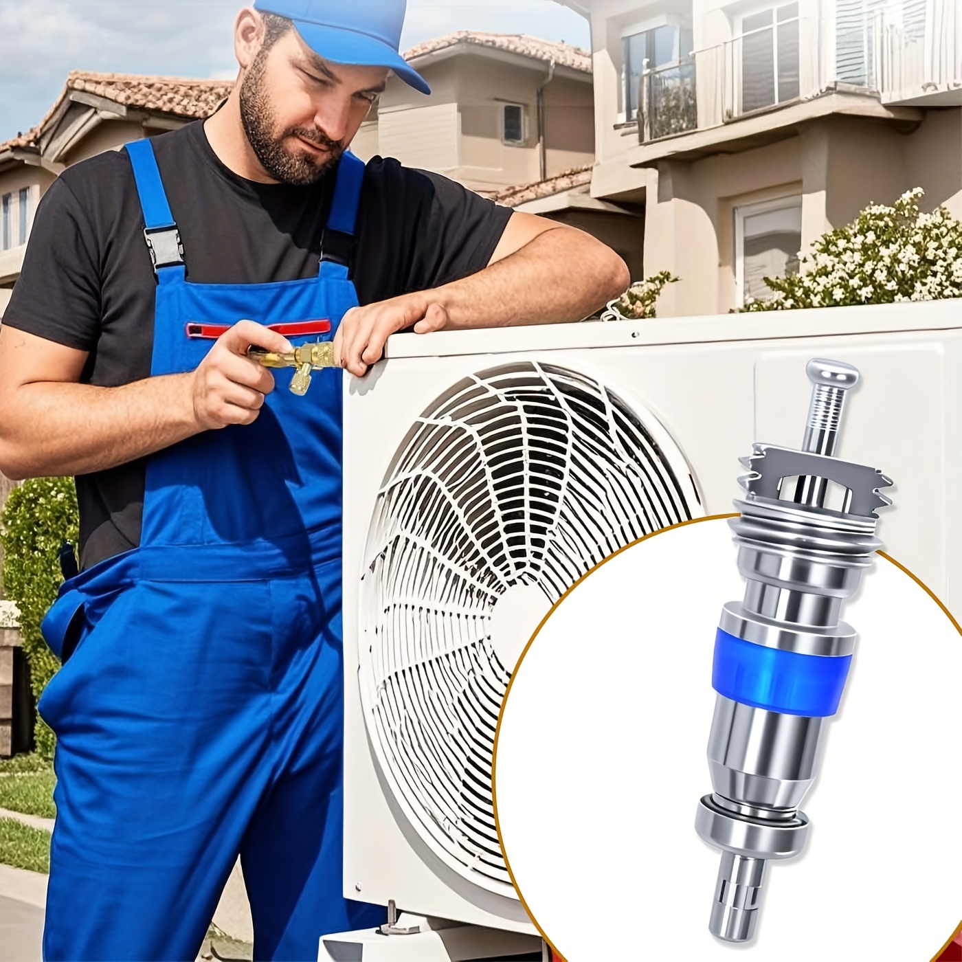 25/50 piezas de repuesto para sistemas de aire acondicionado y refrigeración, núcleo de válvula Schrader HVAC para refrigerante R32 R410A R22, válvula de AC de alta presión con junta de teflón