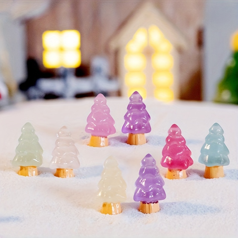 

30-50pcs Mini Christmas Tree Statues - Resin Craft Moss Aquarium Decoration, Diy Room, Car, And Garden Decorations, Animal Themed Garden Accessories, Suitable For 14 And Up (no Electricity Required)