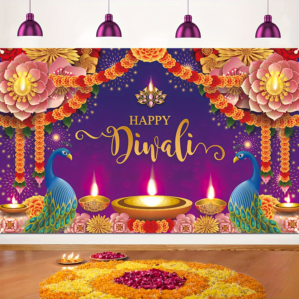 

Diwali Celebration Photography Backdrop | 1pc 180x110cm Polyester Banner | Multipurpose Festival Wall Decor | Theme Party Photo Booth Props | Non-electric Decorative Background